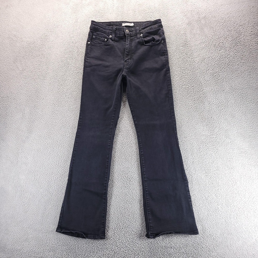 Levis Jeans Womens 29 Black 725 High Rise Bootcut Slim Charcoal Stretch Denim
